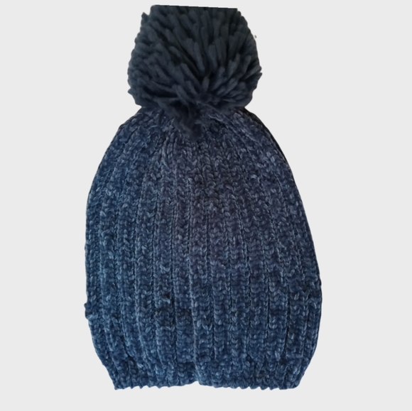 New York & Company Pom Beanie Blue Color Non Sized - Picture 5 of 7